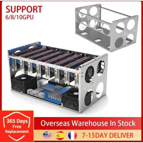 Stackable Open Mining Rig Aluminum Frame Set Mining Machine Case Support 6/8/10 GPU AND Two ATX Power Welcome Dropshipping