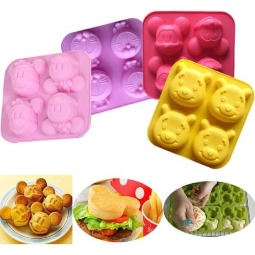 Silicone Cake Mold Mickey Shape Chocolate Cake Trays Fondant Moulds Jelly Cupcake Brownie Molds for Kitchen Baking Decoration