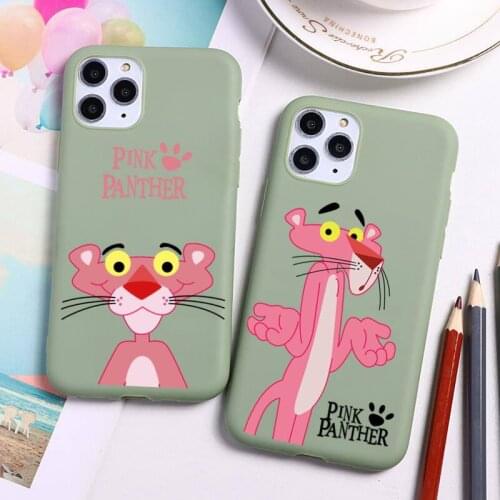 Pink Panther Patterned Phone Case For iphone 12 11 Pro Max Mini XS 8 7 6 6S Plus X SE 2020 XR Candy green Silicone cover