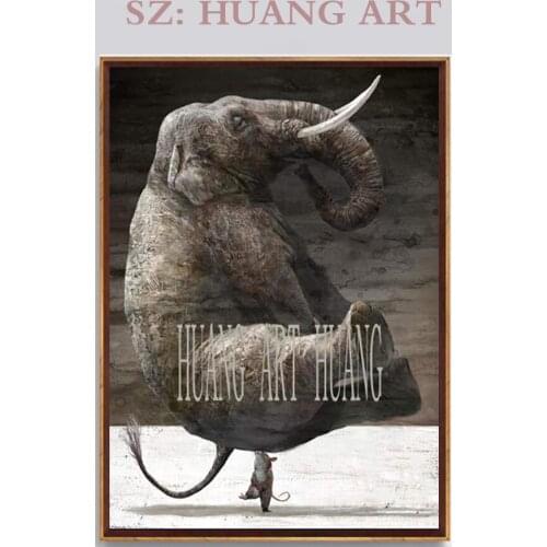 Animal Elephant Mouse top Elephant Modern Abstract oil painting Colorful Canvas paintings wall Art for living room Home Dec