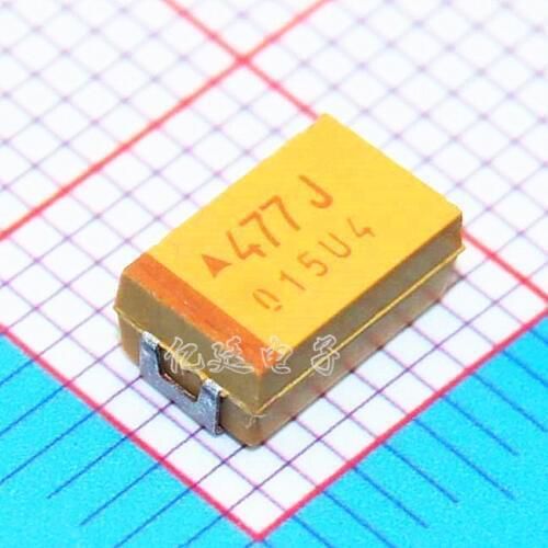Patch Tantalum Capacitor 477J 6V 470UF 6.3V D Type 7343 10% Yellow Polarity Choke Capacitance