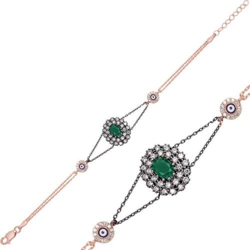 Tevuli 925 Sterling Silver Matte Green Cubic Zirconia Authentic Womens Bracelet