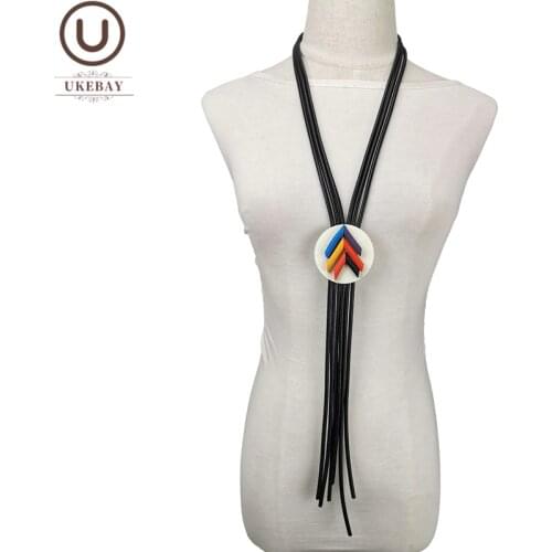 UKEBAY New Long Necklaces Women Rubber Jewelry Handmade Bohemia Pendant Necklace Black Sweater Chain Punk Party Clothes Chains