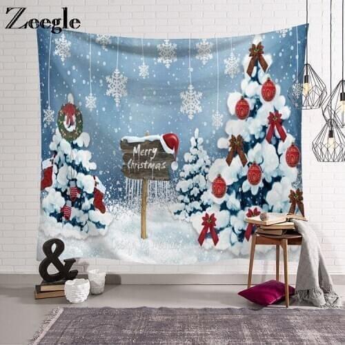 Zeegle Christmas Tapestry Home Office Chair Blanket New Year Blanket Picnic Mat Beach Carpet Living Room Decoration Wall Hanging
