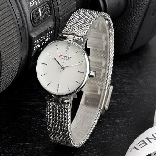 CURREN Quartz Women Watch 2019 Luxury Brand Quartz Watches Ladies Mesh Stainless Steel Clock Female Wristwatch Relogio Feminino