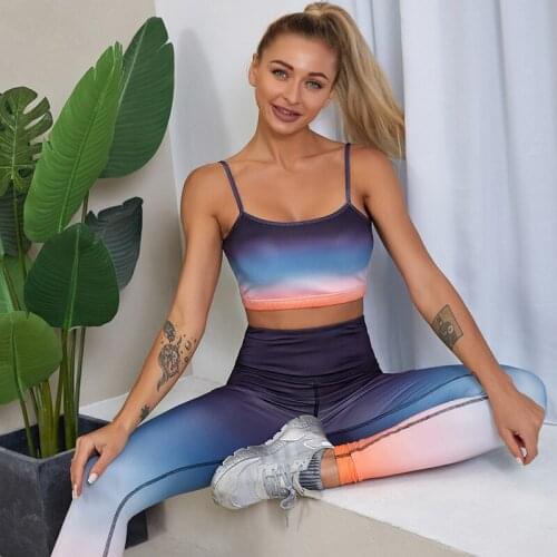 Women Seamless Yoga Suit Crop Top Vest with High Waist Sports Leggings Dye Yoga Clothing Female Sport Gym Suits Girl Sportswear