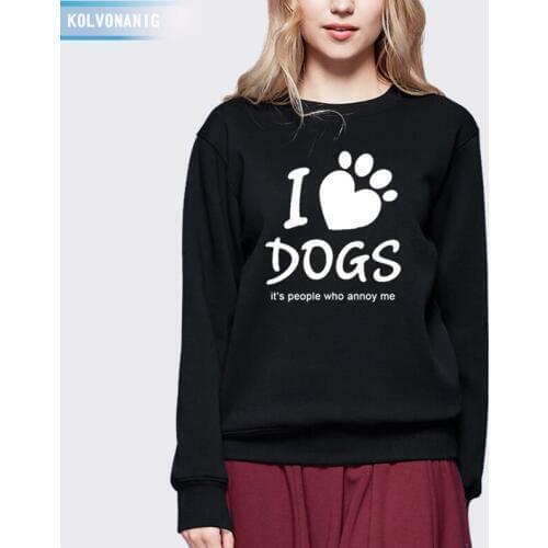 2019 Winter& Autumn Dress Fashion Hoodies Ladies I Love Dogs Funny Printed Sweashirts Female Hoody Tracksuit For Women Pullover