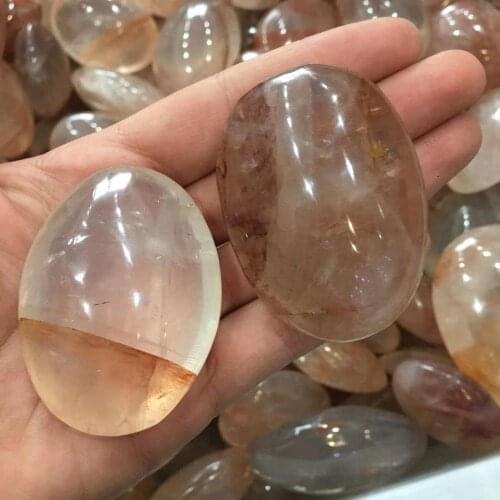 1pc Natural Hematoid Quartz Crystal Polished Palm Stone Healing Gemstone palms For Party Gift Decoration