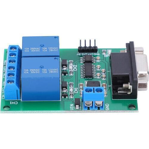 2 Channel Serial Port Relay Module RS232 UART Protocol DB9 Interface Remote Control Switch Board TB351 Relay Module
