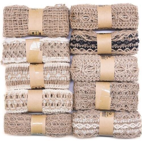 2m/roll Natural Jute Burlap Ribbon Hessian Ribbon For DIY Sewing Craft Christmas Home Ornament Rustic Wedding Decor Gift Packing
