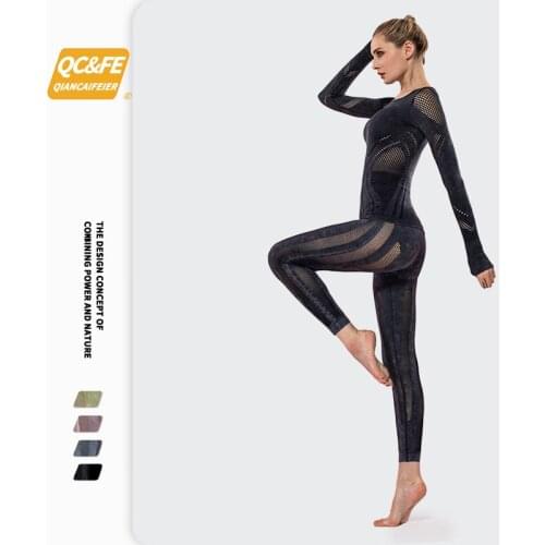 2/ Seamless Women Yoga Set Workout Sportswear Gym Clothing Fitness Long Sleeve Crop Top High Waist Leggings Sports Suits