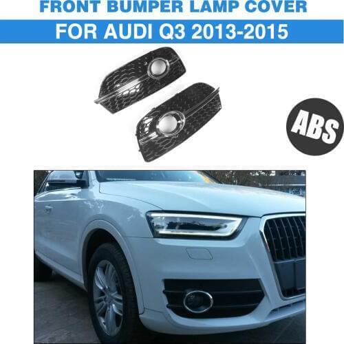 2PCS ABS Black Front Foglamp Mesh Grill Covers Fog lamp Protector for Audi Q3 2013 - 2015 Car Styling