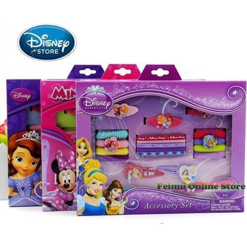 20 Piece/set Disney Girl Headdress Gift Box Frozen Elsa Sofia Accessories Hairpins Hair Rope Headwear Hair Clips Girls Headdress