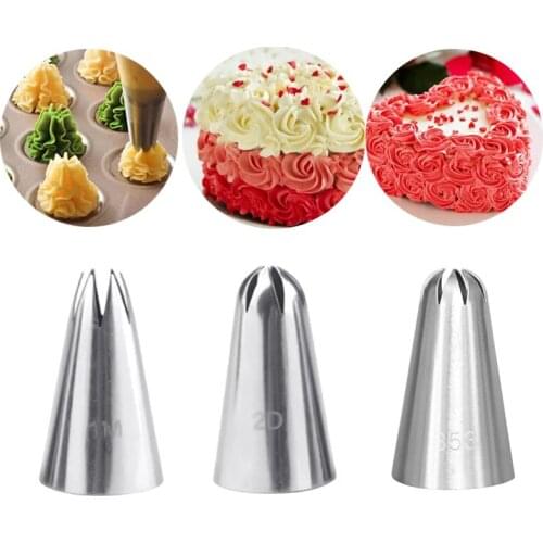 3Pcs Flower Icing Piping Pastry Nozzles Set For Cakes Fondant Decor Cookie Cream Cupcake Tips Cake Decorating Tools 1M# 2D# 853