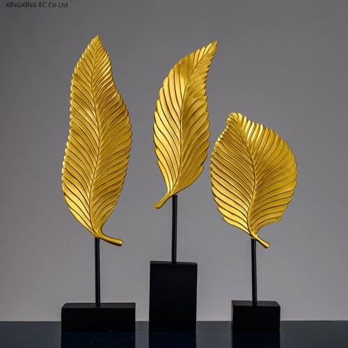 3 Pieces of Creative Simulation Green Leaf Home Decoration Decoration Simple Simulation Plant Crafts Porch Resin Home Decoration