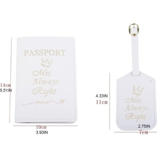 4Pcs/Set PU Leather Luggage Bag Tag Mr./Mrs. Passport Holder Case Protector Cover Wallet for Couples Honeymoon Travel Organizer