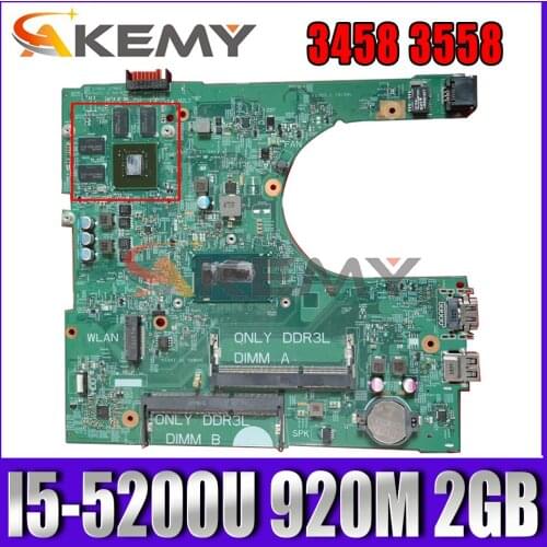 Akemy New I5-5200U 920M 2GB FOR Dell Inspiron 3458 3558 Motherboard 14216-1 1XVKN CN-098D3F 98D3F Mainboard 100% tested