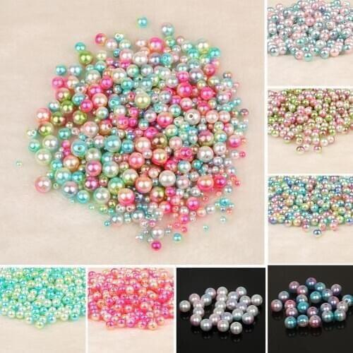 4/6/8/10mm Shiny Faux Pearl Beads with Hole DIY Bracelet Nail Art Tip Decor Tool