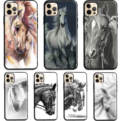 Horse Sketch Funda Case For iPhone X XR XS MAX 12 Mini 11 Pro Max 5S 6S 8 7 Plus SE 2020 Cover Shell