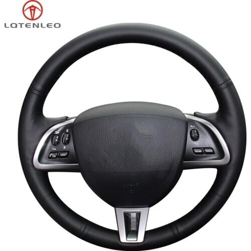 LQTENLEO Black Artificial Leather Car Steering Wheel Cover For Jaguar XF XF S XFR XF Sportbrake 2012-2015 XK XKR-S XKR 2012-2018