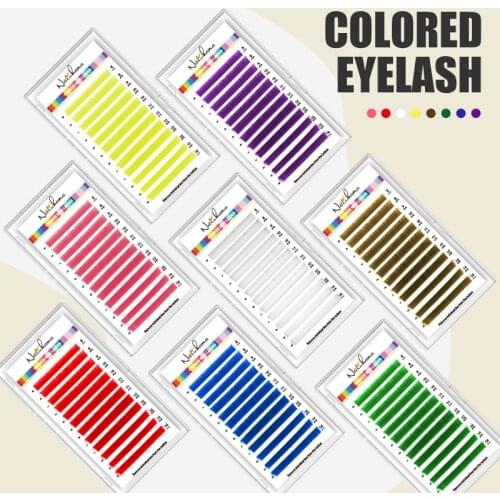 NATUHANA Purple Blue Brown Green Red White Pink Yellow Eyelash Extension Individual Colored Lashes False Mink Eyelashes