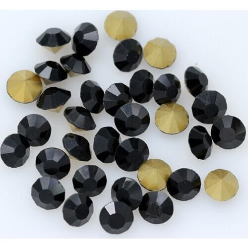 Sparking ss2-ss45 Je Black Cz Crystal Nail Art Rhinestone Round Pointed Foiled Back Glass Strass jewelry Dress making beads Diy