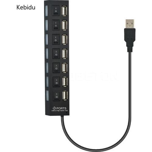 Kebidu Usb 2.0 Adapter External Power 7 Ports Led Indicator 5gbps On/Off Sharing Switch For Laptop Pc Windows Xp Win7/8 Mac Os