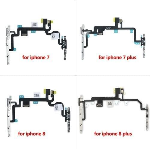 Power Button Mute Volume for iPhone 7 7plus with Metal Repair Parts, Power On/off Volume Control Flex Cable for iphone 8 8plus