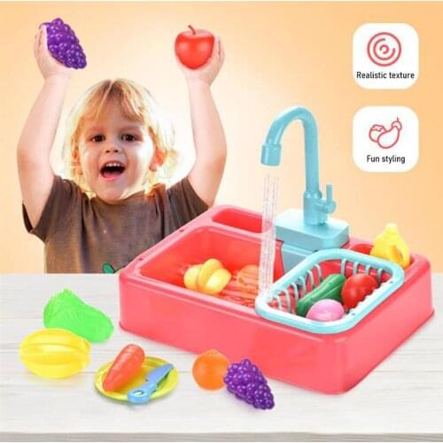 Kitchen Toy Set With Flowing Water Sink Toy Electronic Dishwasher With Tap Role Play Toy For Girls And Boys Birthday Gifts #20