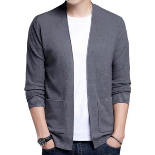Spring New Mens Sweater Cardigan Thin Coat Korean Version Slim Solid Color Jacket Mens Sweater Bottom Shirt Knitwear Cardigan
