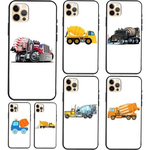 Cartoon Cement Mixer Truck TPU Phone Case For iPhone 12 11 Pro Max Mini XS X XR 6S 7 8 Plus SE 2020 Soft Cover Case