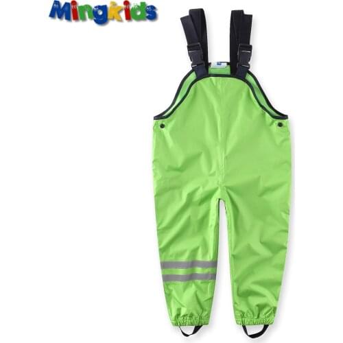 New 2021 Spring rainwear overall cotton padded trousers boys girls rain bib pants rain trousers camping 4-6 years old