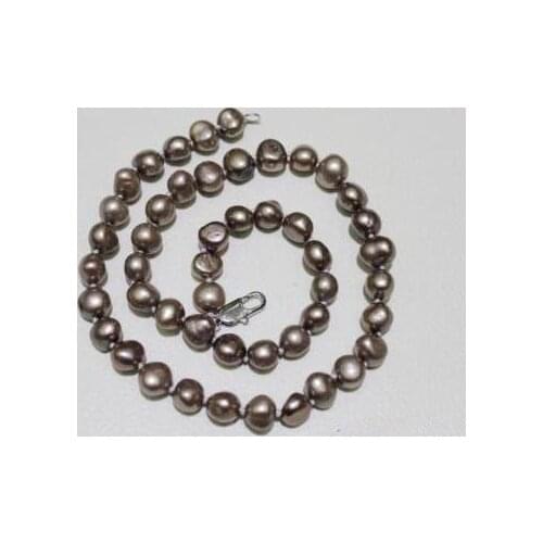 Charming Pearl Jewelry Freshwater Pearl Necklace Baroque Gray Color 8-9mm 17 Inches Handmade Real Pearl Jewelry Perfect For Girl