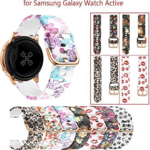 20mm 22mm Printing Silicone Watchband for Samsung Galaxy Watch Active 42mm Gear Sport S2 For Garmin Huawei amazfit Strap