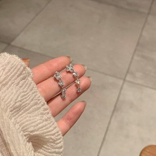 Korean Style Star Shape Crystal Earring Small Cute Drop Earrings For Women 2021 New Fashion oorbellen Jewelry