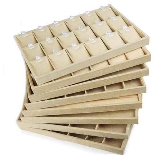 High Quality Fabric Jewelry Box Jewelry Display Holder Bracelet Ring Earring Button Pendant Tray Case Jewelry Storage Organizer