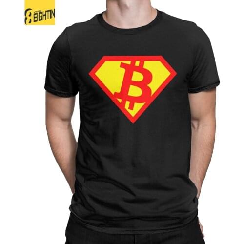 Superbitcoin Bitcoin Crypto Mens T Shirt Cryptocurrency Funny Tee Shirt Short Sleeve O Neck T-Shirts 100% Cotton