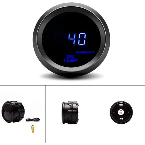 Universal Oil Temp Gauges 52MM Gauge LED Light Car Auto Oil Temperature Gauge With Sensors Blue Digital LED Car Oil Temp Gauge