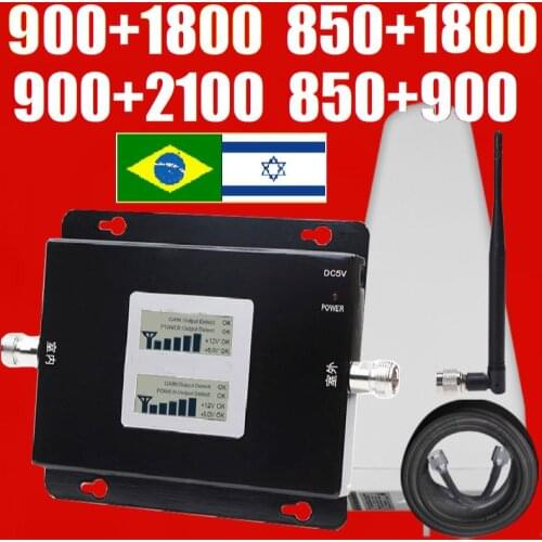 70dB high gain dual band 3G 4G 1800 2100mhz repeater UMTS WCDMA LTE cellular signal booster amplifier ALC AGC russia france