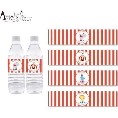 Circus Party Water Bottle Labels Circus Water Bottle Wrappers Kids Birthday Party Decorations Supplies Circus Party Decoration