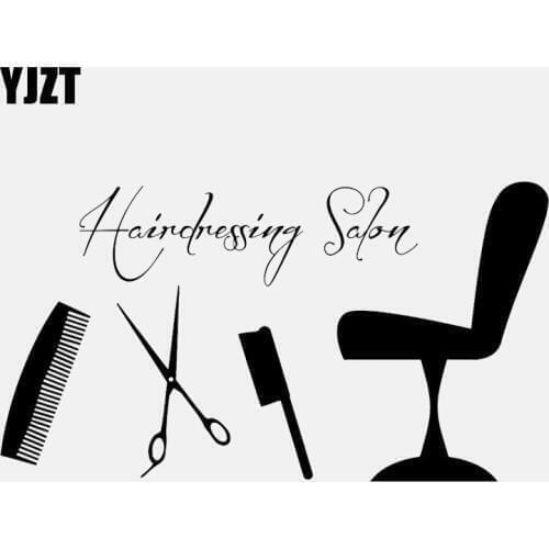 YJZT 16.7CM*9.2CM Hairdressing Salon Barber Shop Hair Stylist Vinyl Motorcycle Car Sticker C22-0222