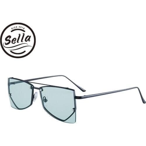 Sella New Arrival Fashion Women Men Irregular Square Tint Lens Sunglasses Pink Yellow Alloy Frame Street Style Sun Glasses