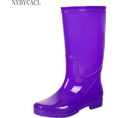 Spring and Summer Women PVC Knee Rain Boots Waterproof Light Woman Rainboots Non-slip Outdoor Water Shoes Rubber Wading galoshes