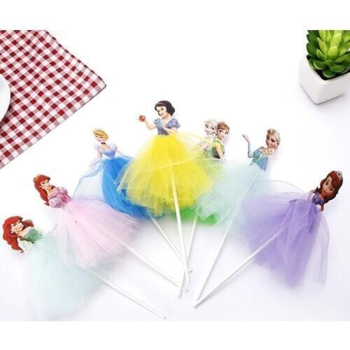1pcs 21cm Princess Birthday Party Decorations Kids Cake Topper For Girls Birthday Decoration Anniversaire Cake Supplies