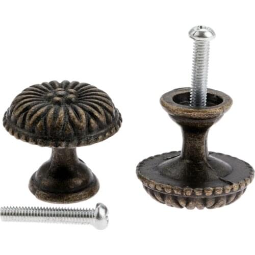 1pc Antique Bronze Pull Knob 27*25mm Drawer Cupboard Jewelry Wood Box Flower Handles Furniture Hardware
