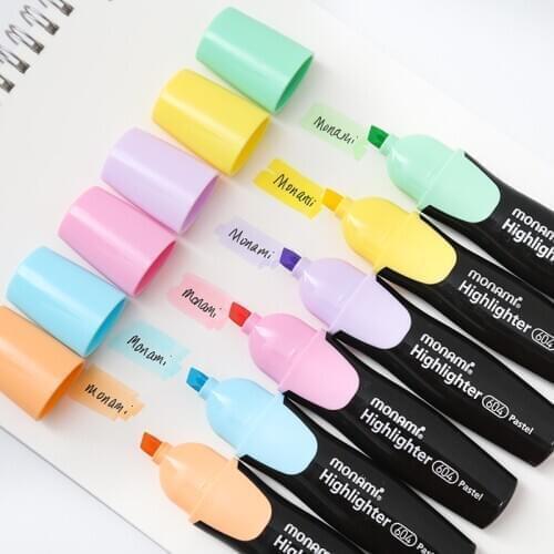 Mohamm 1Pc Macaron Highlighter Spot Liner 6 Color marker Korean Creative School Supply