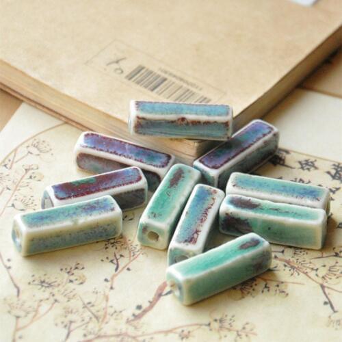 100 Pieces/Lot Ceramic Porcelain Beads Charms Bracelets Material Rectangle Shape 8mm*28mm Diy Natural Stone Beads Women Men Gift