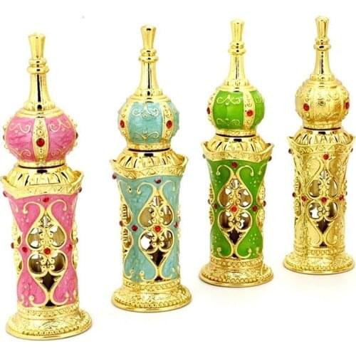 12ml Perfume Bottle with Stick Gold Dubai Style High Quality Essential Oil Bottle Elegant Middle Eastern Style Perfume Container