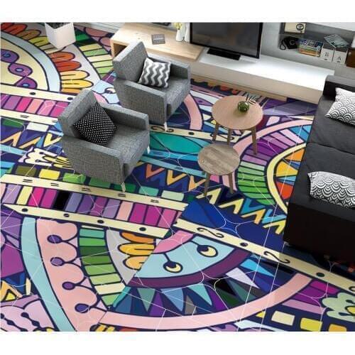 3d flooring Nordic fashion creative retro abstract patterns floor pvc self-adhesive wallpaper 3d floor painting wallpaper