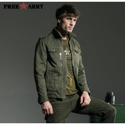 Army Coat Military Jacket Men European Style Metal Zipper Mens Coat Military Jackets cotton Warm Autumn Plus size MS-6190A